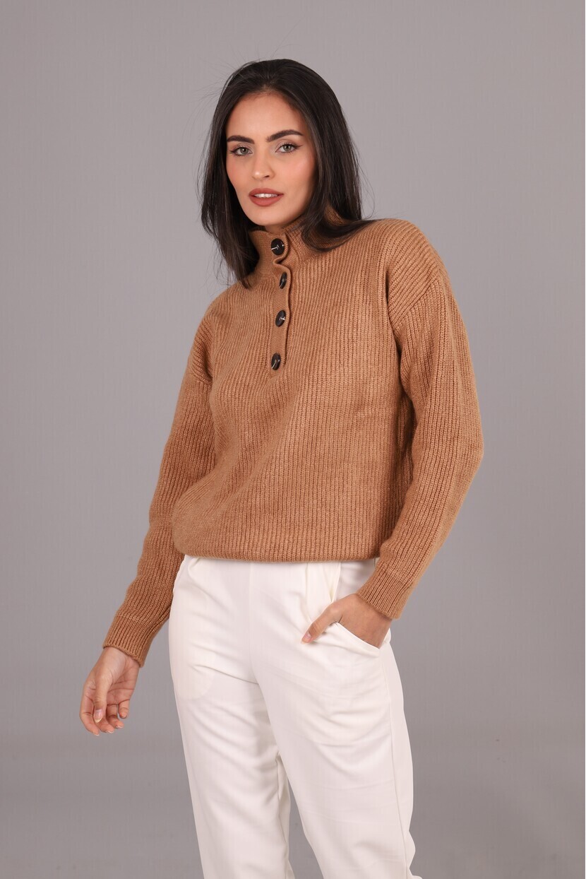 Düğmeli Triko Kazak 