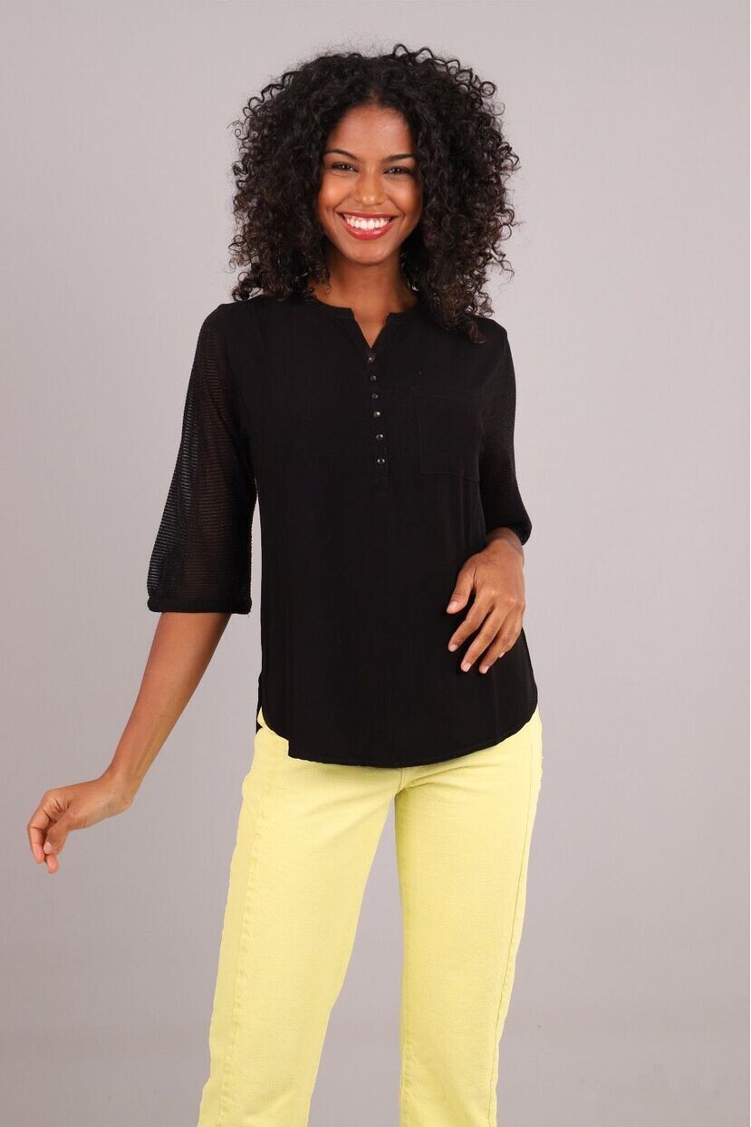 Kolları Triko Sim Detaylı Gömlek