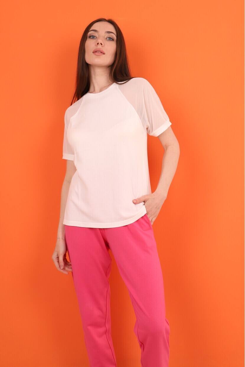 Omuz Tül Detaylı Triko