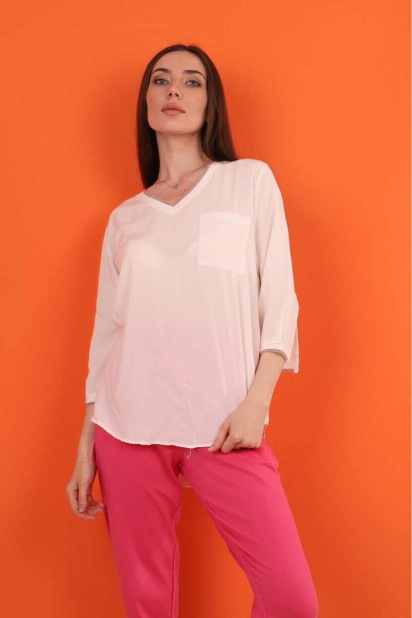 Yaka ve Kol Sim Detaylı Gömlek