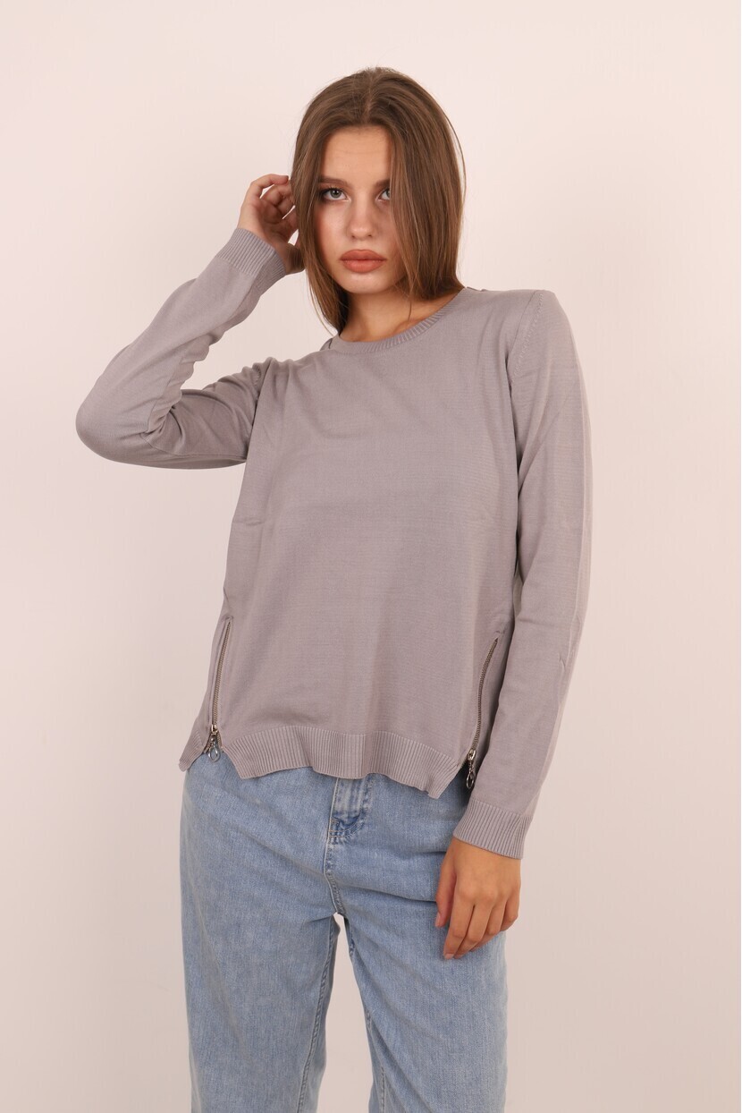 Yanları Fermuarlı Triko 