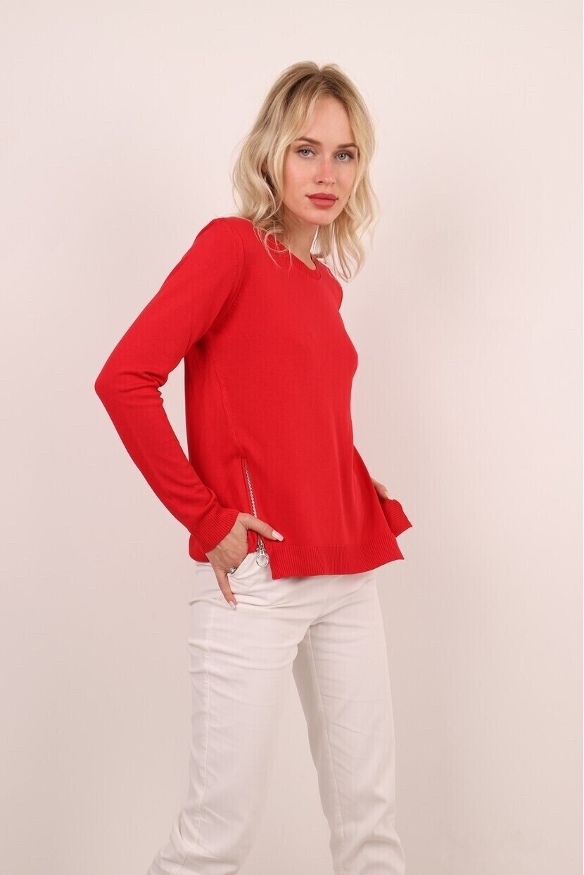 Yanları Fermuarlı Triko