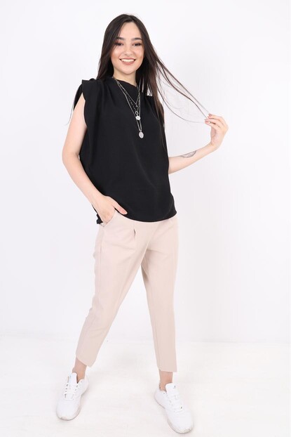 Arkası Fermuarlı Vatkalı Bluz