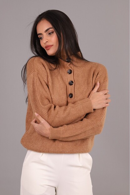 Düğmeli Triko Kazak 