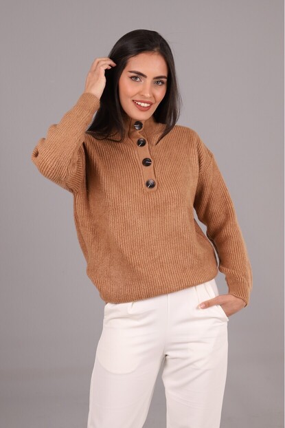 Düğmeli Triko Kazak 