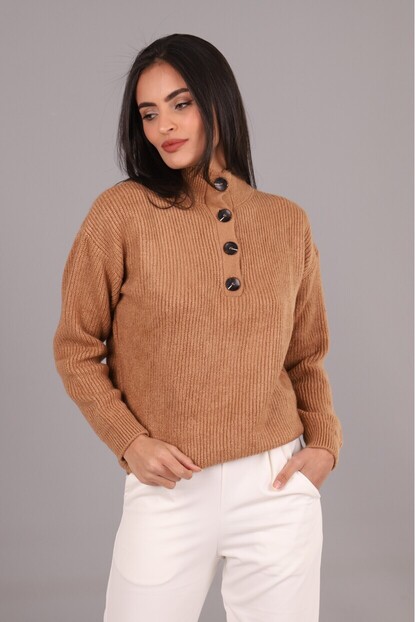 Düğmeli Triko Kazak 