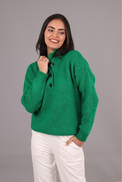 Düğmeli Triko Kazak 