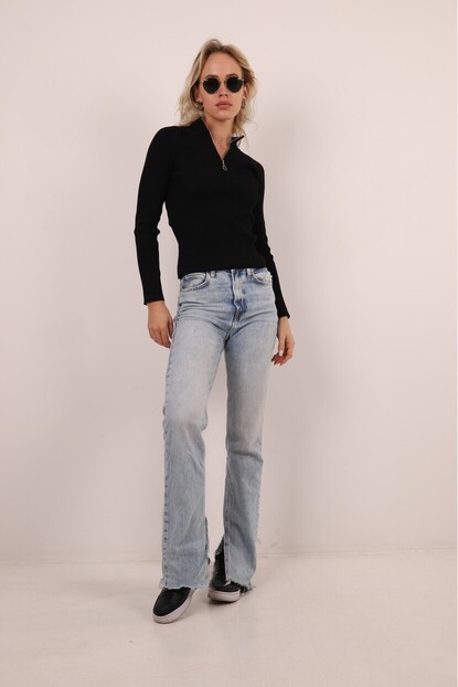 Fermuarlı Triko Kazak 