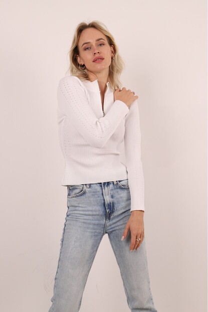 Fermuarlı Triko Kazak 