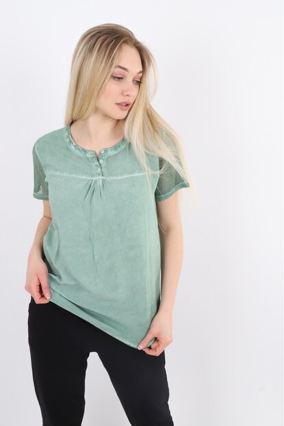 Kolları File Detaylı Kısa Kol Bluz
