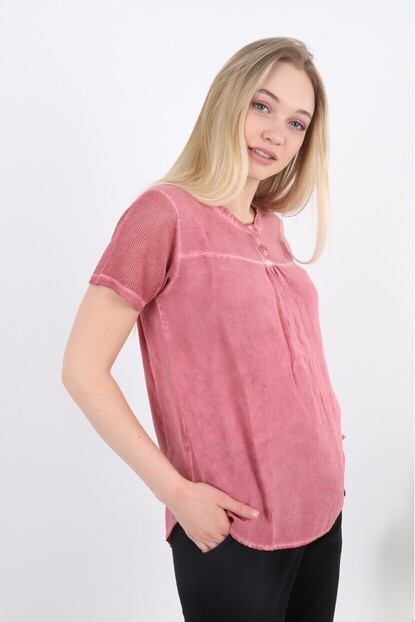 Kolları File Detaylı Kısa Kol Bluz