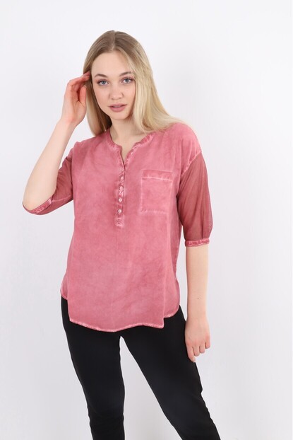 Kolları Tül Detaylı Gömlek