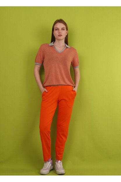 Polo Yaka Çizgili Triko