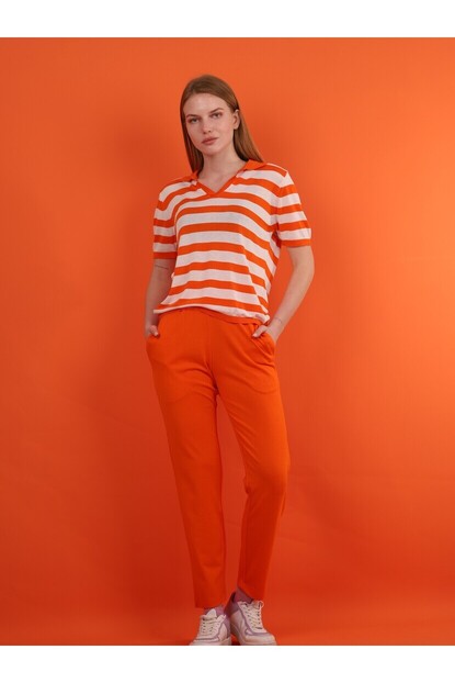 Polo Yaka Kalın Çizgili Triko