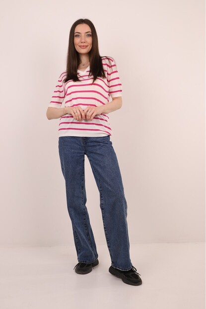 V Yaka Çizgili Triko