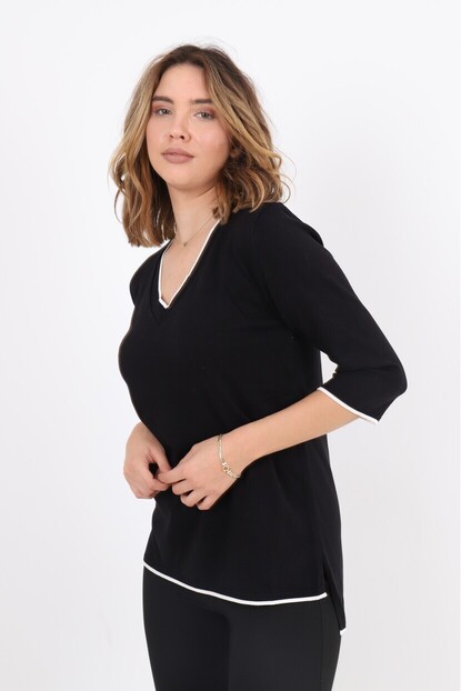 V Yaka Detaylı Triko