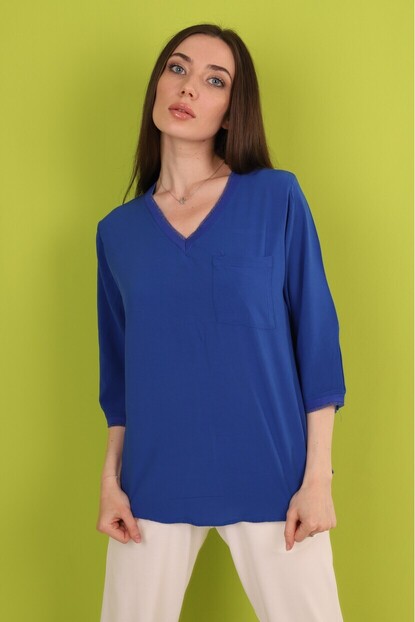 Yaka ve Kol Sim Detaylı Gömlek