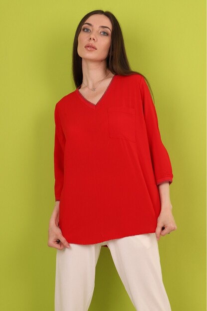 Yaka ve Kol Sim Detaylı Gömlek