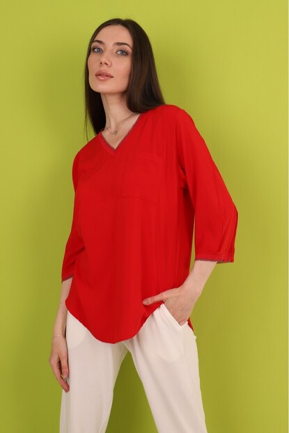 Yaka ve Kol Sim Detaylı Gömlek