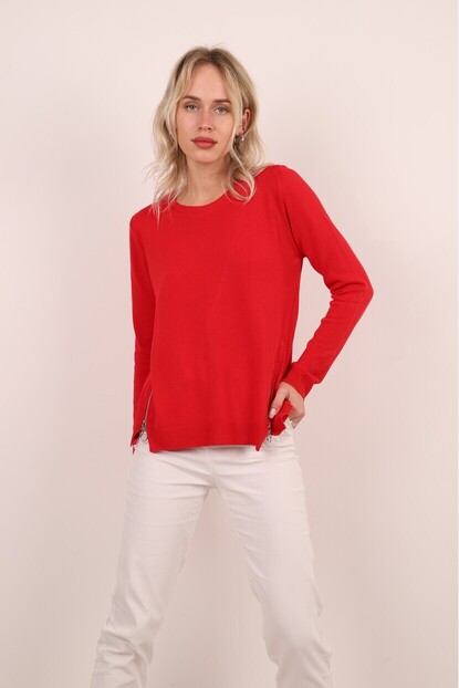 Yanları Fermuarlı Triko