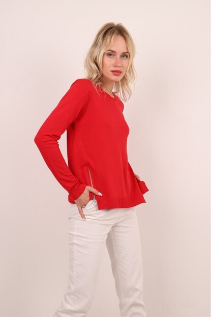 Yanları Fermuarlı Triko