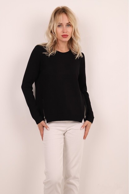 Yanları Fermuarlı Triko 